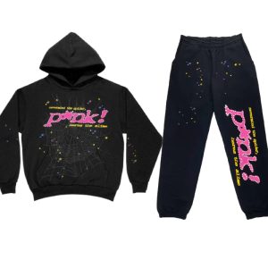 Sp5der Pink Printed Tracksuit