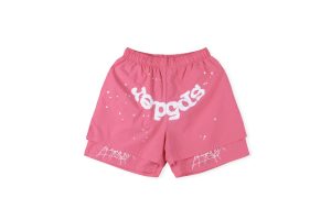 Sp5der Logo Shorts Pink